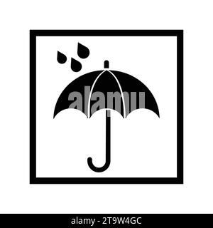 Waterproof technology icon. Umbrella with falling water drops Stock Vector