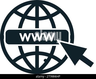 Internet symbol Go to web Icon. www icon Web click icon. Globe and arrow symbol. Stock Vector