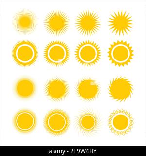 Sun icons vector set illustration isolated on white background Stock Vector