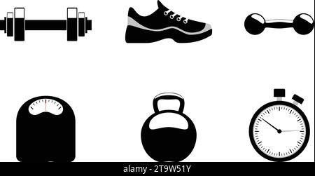 Fitness icons on white background Stock Vector