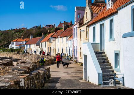 Colourful seafront houses on West Shore (part of the Fife Coastal Path) in Scottish coastal town of Pittenweem in East Neuk of Fife, Scotland, UK Stock Photo
