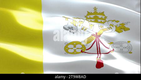 waving fabric texture of the flag of vatican city state, real texture flag Stock Photo