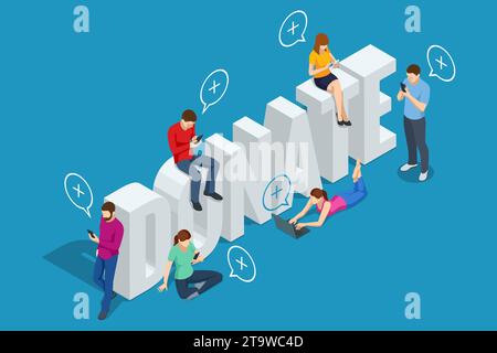 Isometric people characters donate money for charity online. Humanitarian volunteers save lives through donations. Sponsoring a cause is crucial for Stock Vector