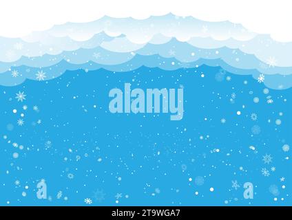 Christmas winter snowfall with sky clouds on top Stock Vector
