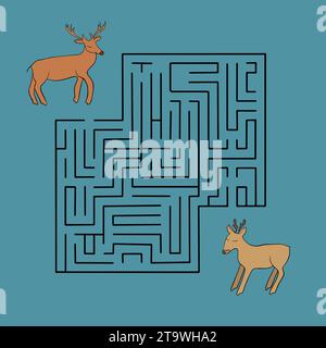 Vector isolated illustration of maze for kids. Tasks for preschool children. Stock Vector