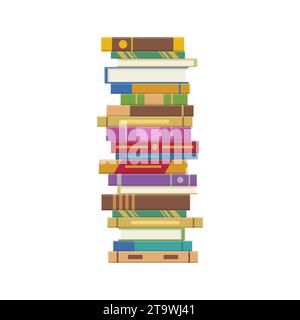 Pile of books isolated on white background. Stack of different books in library or bookstore.. Education and knowledge, studying and learning. Stock Vector