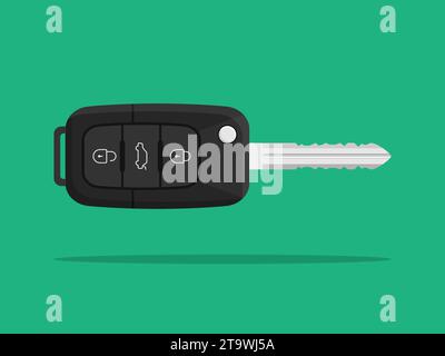 Car remote key isolated on white background. Electronic car key and alarm system. Auto lock security key. Vector illustration. Stock Vector