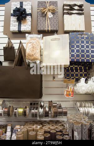 Gift Wrapping Supplies on Display for Sale During Holiday Seas Stock Photo