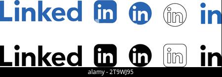 Set of LinkedIn design logo sign symbol vector in American business and employment oriented online service operates via website and mobile apps. socia Stock Vector