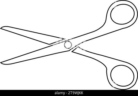 Scissor black outline icon set. Contour template, open scissors, closed ...