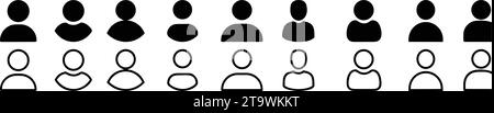 People line and flat icons set. Team of workers. User profile symbol. Group of people. Group of users collection. Persons symbol. Men women. Crowd of Stock Vector