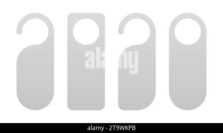 Door hanger tags set for room in hotel or resort isolated on white background. Empty door flyer or do not disturb mock up. Vector illistration. Stock Vector