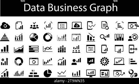 Data analysis line icon vector set. Profit graph. Data science symbol. Data business Graph collection. Graphic, Statistics, Column Chart. Financial ch Stock Vector