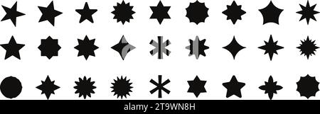 Stars collection. Star vector icons. Black set of Stars, isolated on transparent background. Star icon. Stars in modern simple flat style. Vector Stock Vector