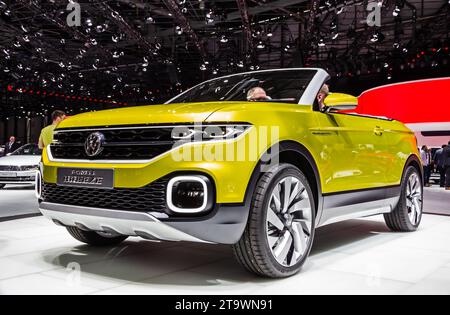 Volkswagen T-Cross Breeze convertible crossover car at the Geneva International Motor Show. Switzerland - March 2, 2016. Stock Photo