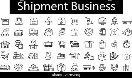Simple Set of Delivery Related Vector Line Icons. Contains such Icons as Priority Shipping, Express Delivery, Tracking Order. Transportation shipment Stock Vector
