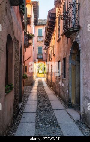 Scenic late afternoon sight in Orta San Giulio during fall season. Province of Novara, Piedmont, Italy. Stock Photo