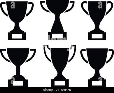 Trophy cup icon set. Champion trophy collection. Winner prize, champions realistic vector celebration winning concept. Education and sports first priz Stock Vector