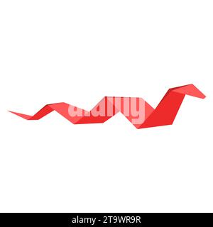 Origami paper snake in a flat style isolated on white. Art of paper folding.Japan origami crane. Paper figure snake. Vector illustration. Stock Vector