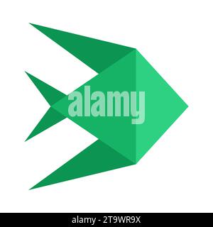 Origami paper Fish in a flat style isolated on white. Art of paper folding. Japan origami crane. Paper figure fish toy icon. Cartoon geometric Stock Vector