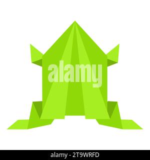 Origami paper Frog in a flat style isolated on white. Art of paper folding. Japan origami crane. Paper figure frog toy icon. Cartoon geometric Stock Vector