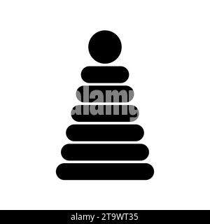 Children pyramid toy icon isolated on white background. Baby ring pyramid circles sign. Single toddler training educational toy Stock Vector
