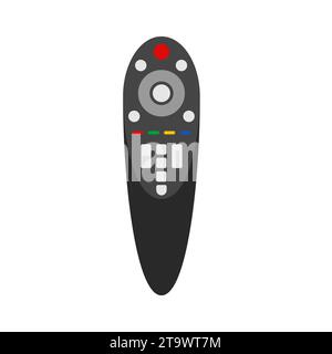 TV remote control device isolated on white background. Television technology channel surfing equipment with buttons icon. Distance media keyboard Stock Vector