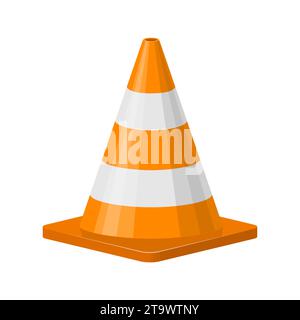 Traffic cone isolated on white background. Demolition road cone icon. traffic warning symbol for cars, stop to motion, to move sign, dangerous Stock Vector