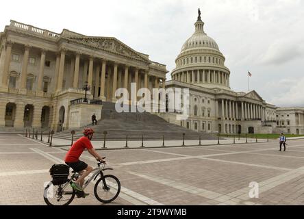 Washington, DC - May 31, 2018: Cyclist near United States Capitol. Stock Photo