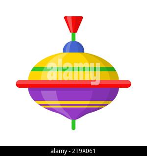 Spinning top or Whirligig baby toy isolated on white background. Cute colorful plastic plaything for toddler kids. Vector illustration. Stock Vector