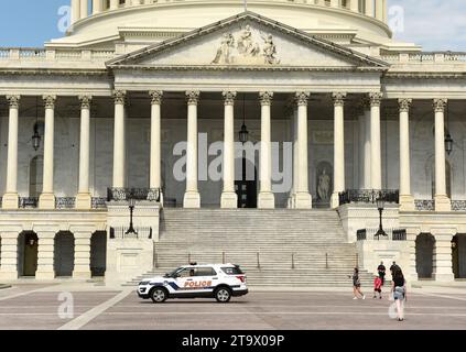 Washington, DC - June 01, 2018: Police car near the entrance United States Capitol. Stock Photo