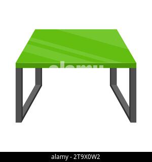 Modern green square office table isolated on white background. Modern table icon. Furniture for interior. Vector illustration. Stock Vector