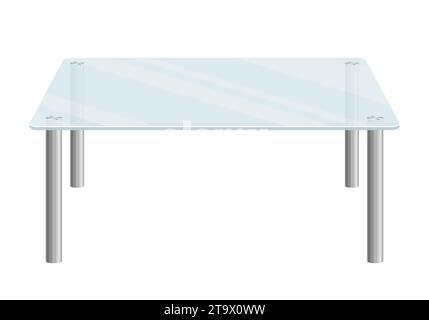Modern glass table isolated on white background. Transparent coffee table icon with metal legs. Furniture for interior. Vector illustration Stock Vector Image Art Alamy