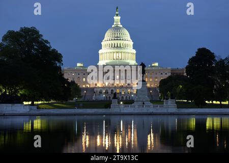 Washington, DC - June 03, 2018: United States Capitol at night. Stock Photo