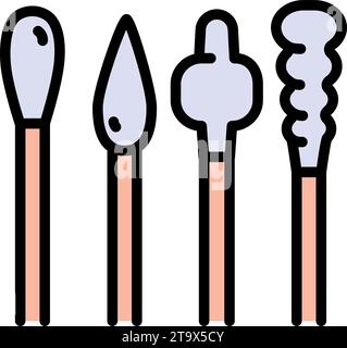 Cotton swab in hand, clean, medical, tool stick color vector icon ...