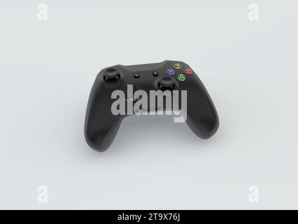 Black Game Pad Controller on a studio background. Minimal concept. 3D render. Stock Photo