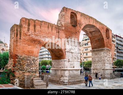 The Arch of Galerius aka Kamara, a Roman 4th century monument in the center of Thessaloniki, Greece Stock Photo