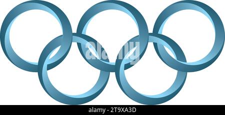 Five blue intertwined rings. Isolated. Vector illustration. Stock Vector