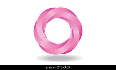 Pink braided, intertwined logo design. Isolated. Vector illustration. Stock Vector
