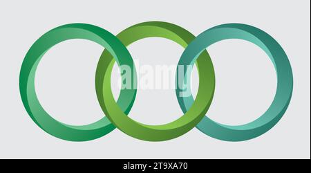 Three intertwined circles symbol. Isolated. Vector illustration. Stock Vector
