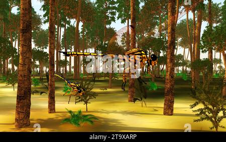 Meganeura was an very large insect that lived in England and France during the Carboniferous Period. Stock Photo