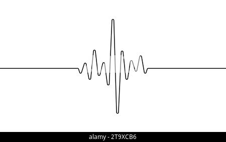Heart beat one line. Continuous lines heart beats drawing. Wave pulse. Art heartbeat waves. Hand draw cardiogram. Outline human. Editable black stroke Stock Vector