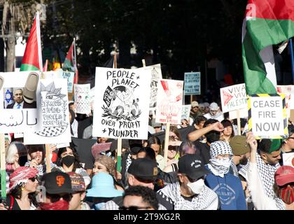 San Francisco, CA - Nov 12, 2023: Participants protesting APEC meeting