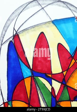 Art Drawing Abstract copic marker geometric shape Stock Photo