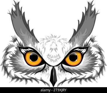 Grey owl head illustration Stock Vector