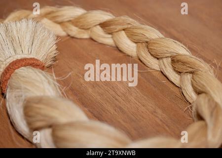 Close up of Braided Horse Hair Stock Photo