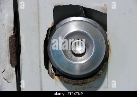 Damaged door handle, close up Stock Photo