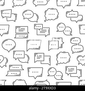 Dialogue balloon, chat bubble icons seamless pattern. Textile pattern, wrapping paper linear vector print or fabric seamless background. Wallpaper backdrop with speak bubbles, chat message frame Stock Vector