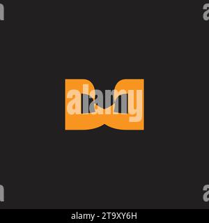 letter wd curves ribbon simple logo vector Stock Vector