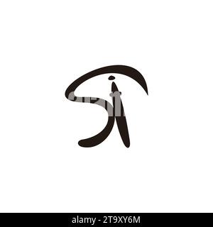 letter si motion art ink pen logo vector Stock Vector